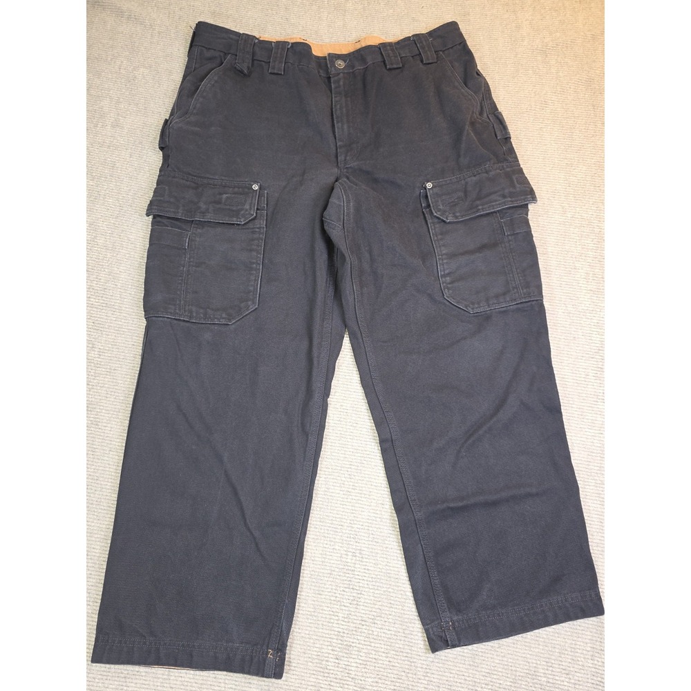 Duluth Trading Fire Hose Relexed Fit Cargo Work Pants Men's 40x30/28 Black 92204